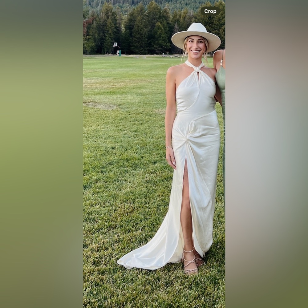 Ivory cream silk halter dress